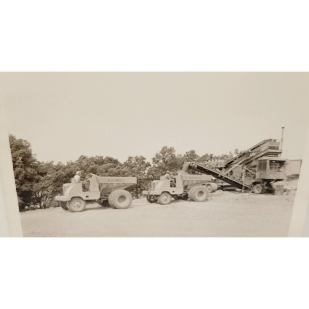 Vtg Koehring Equipment Black and White Photo Print Dump Trucks Gravel Machine